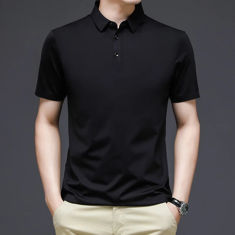 Slim Mulberry Silk Polo Shirt