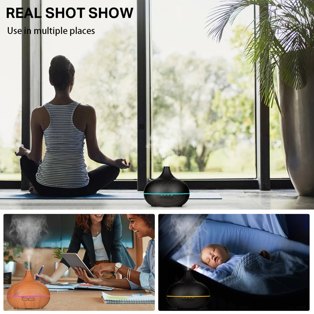 Wood Grain Remote Control Essential Oil Diffuser Air Humidifier