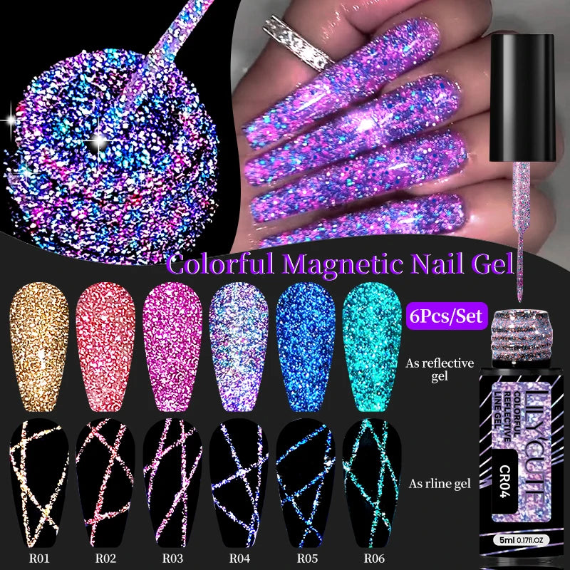 6-Piece Reflective Glitter Gel Polish Set