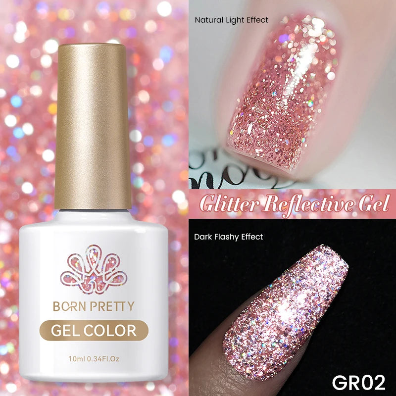 Champagne Silver Reflective Glitter Gel Polish