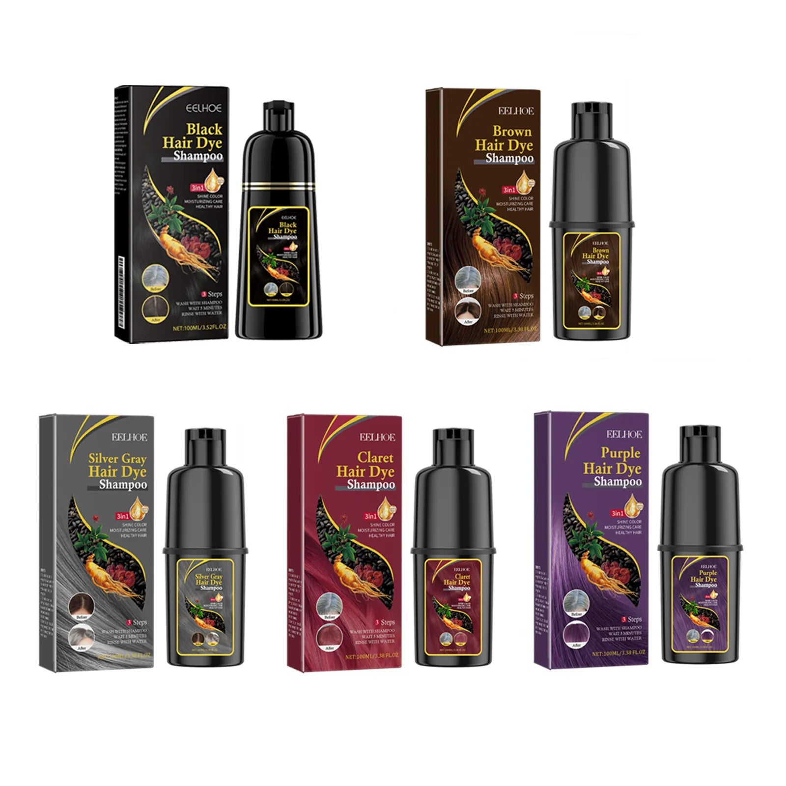 3-in-1 Rapid Hair Dyeing Shampoo