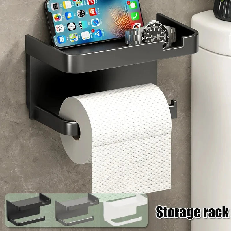 Multi-functional Plastic Toilet Paper Holder and Storage Rack