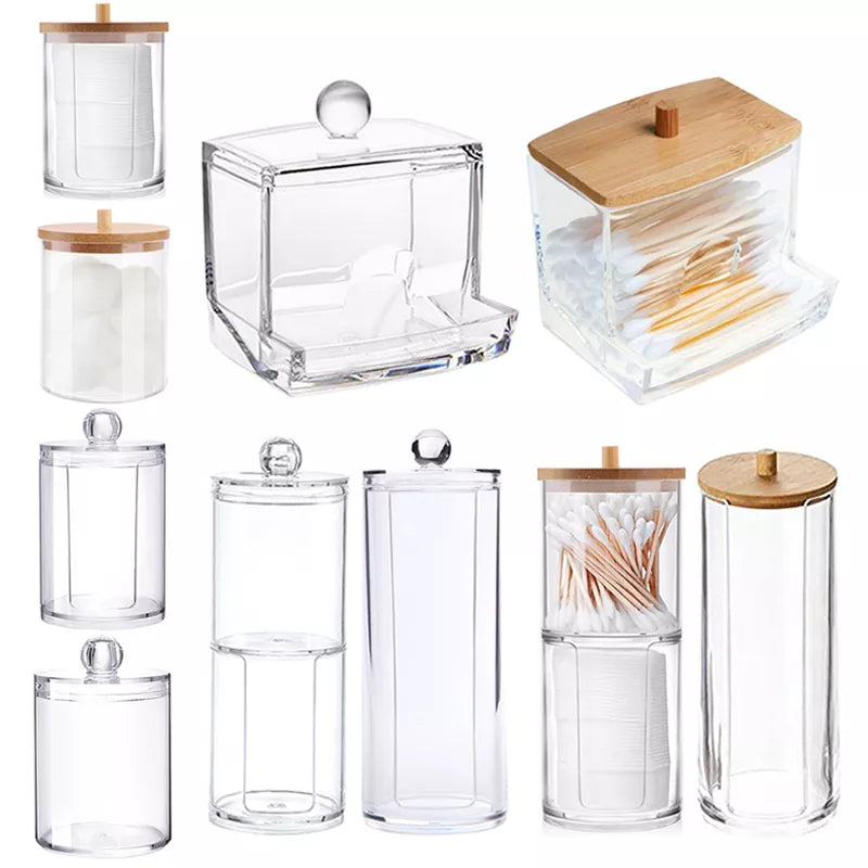 Acrylic Makeup Organizer with Bamboo Lid
