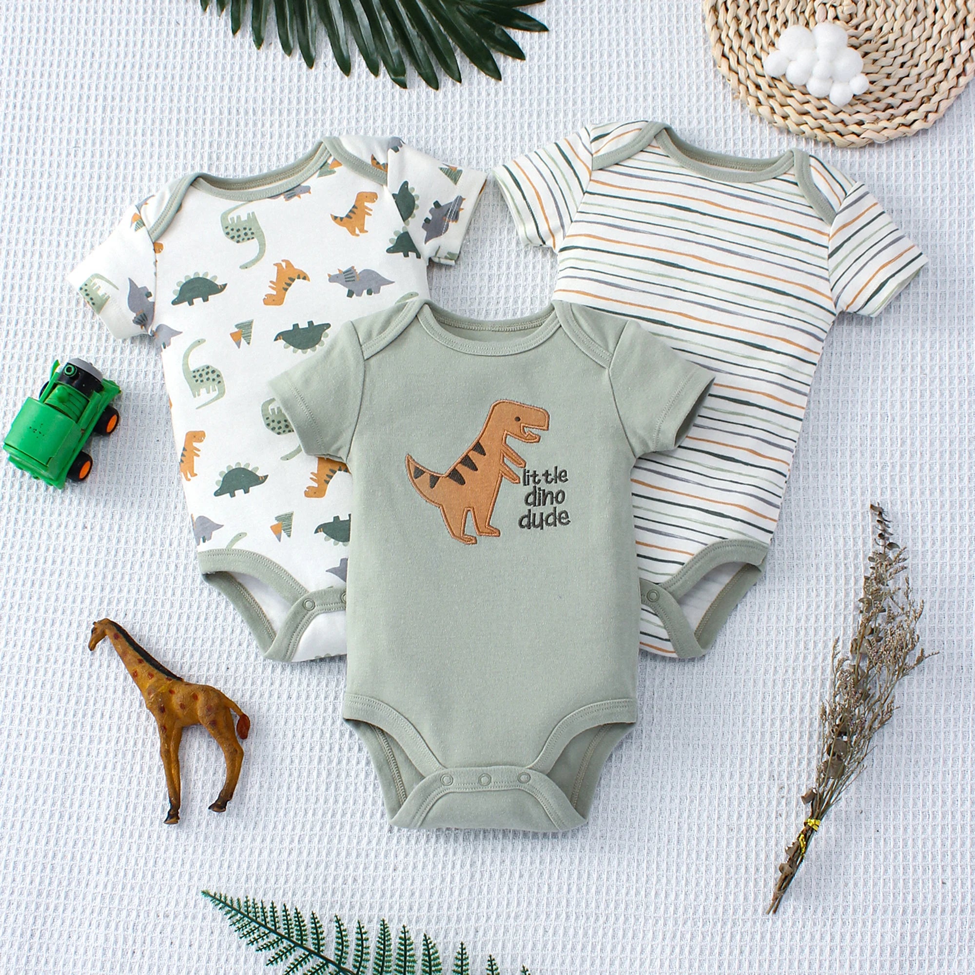 3PCS Summer Baby Bodysuit Set