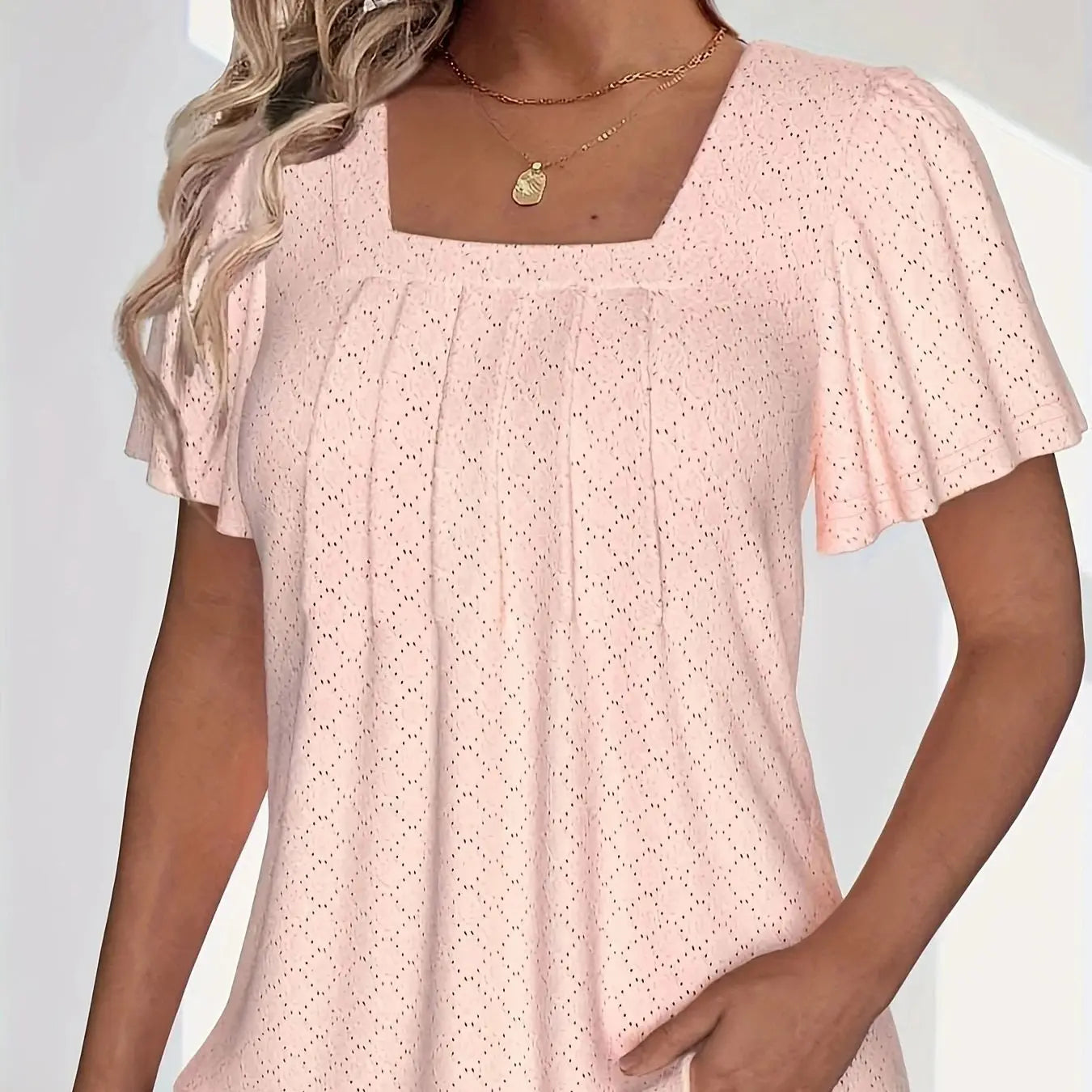 Plus Size Elegant Hollow Ruffle Sleeve Tops