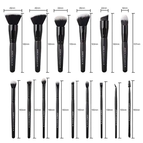 Luxury 15-Piece Black Makeup Brushes Set