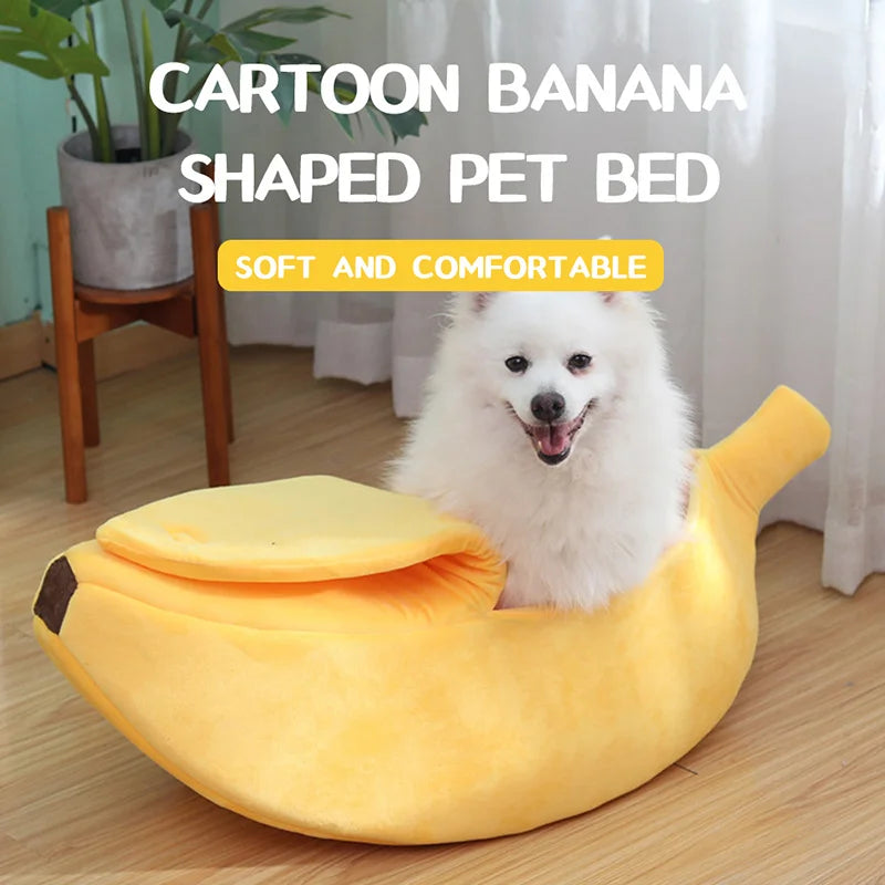 Funny Banana Cat Bed Cozy Durable Portable Pet Cushion