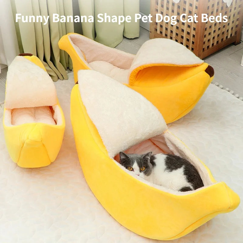 Funny Banana Cat Bed Cozy Durable Portable Pet Cushion
