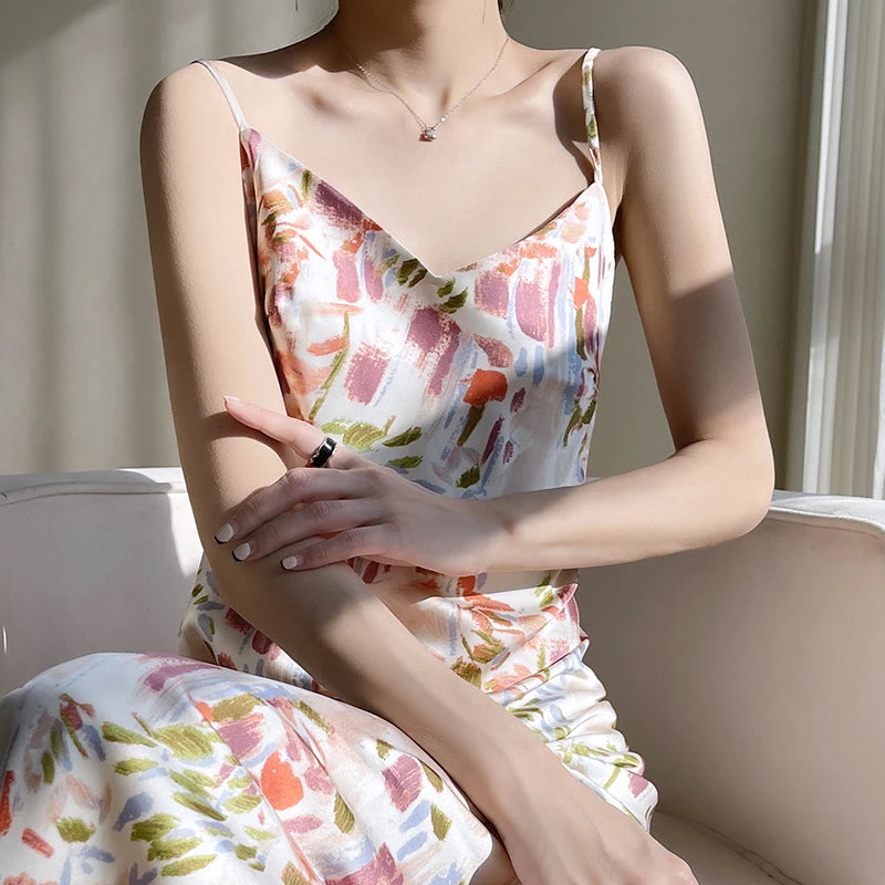 French Silk Satin Suspender Dress