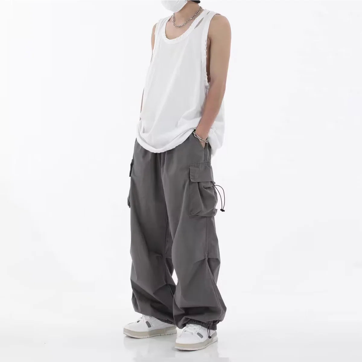 Wide-Leg Cargo Joggers
