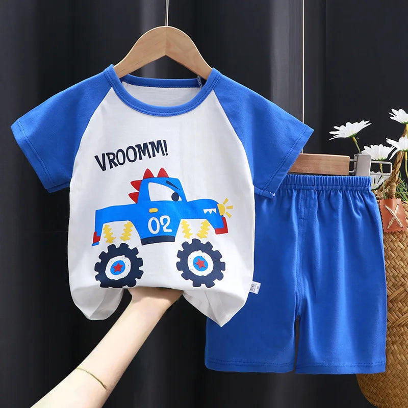 Summer Cartoon T-Shirt and Shorts Set
