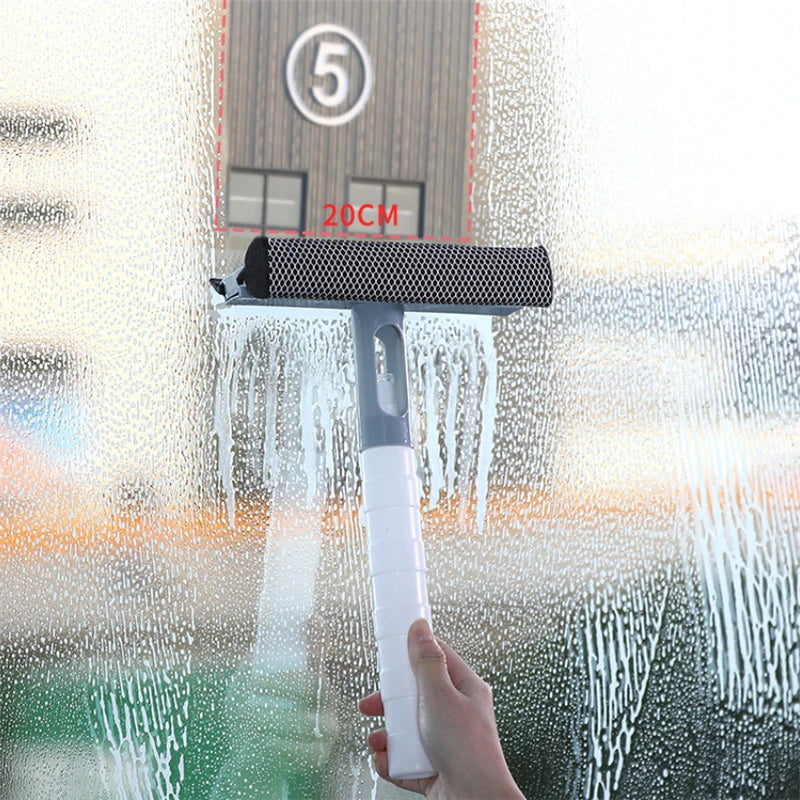 3-In-1 Window Cleaner Brush with Spray and Squeegee