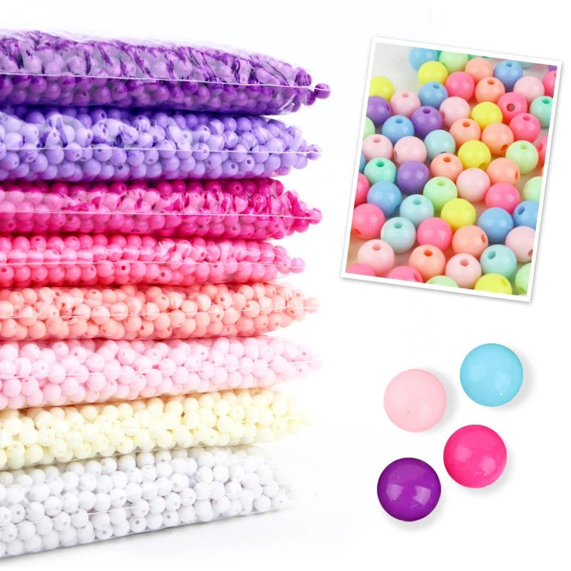 Candy Color Acrylic Round Beads Set
