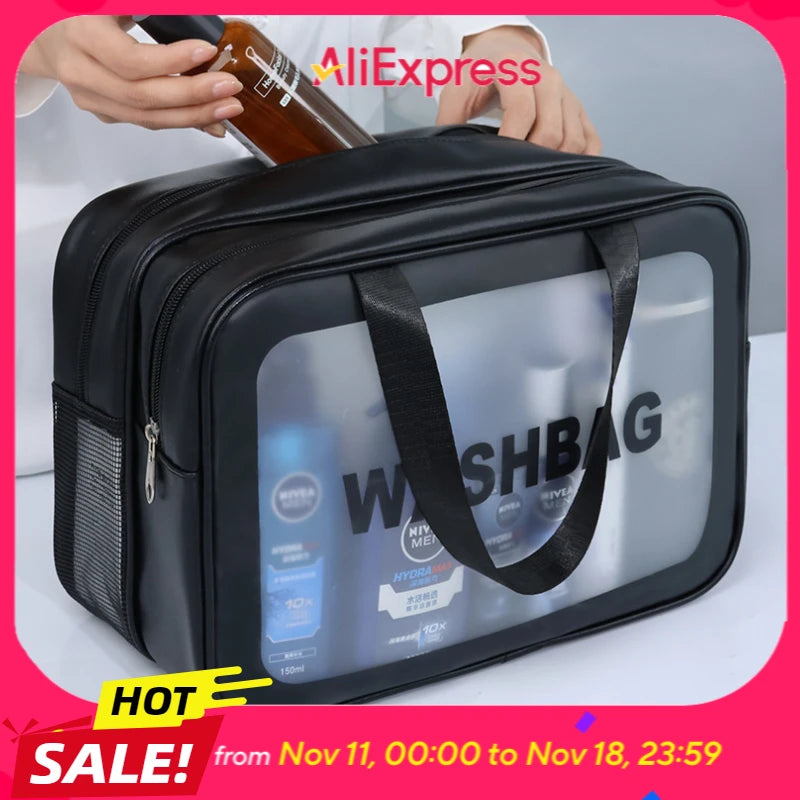 Double-Layer Transparent PU Makeup Bag