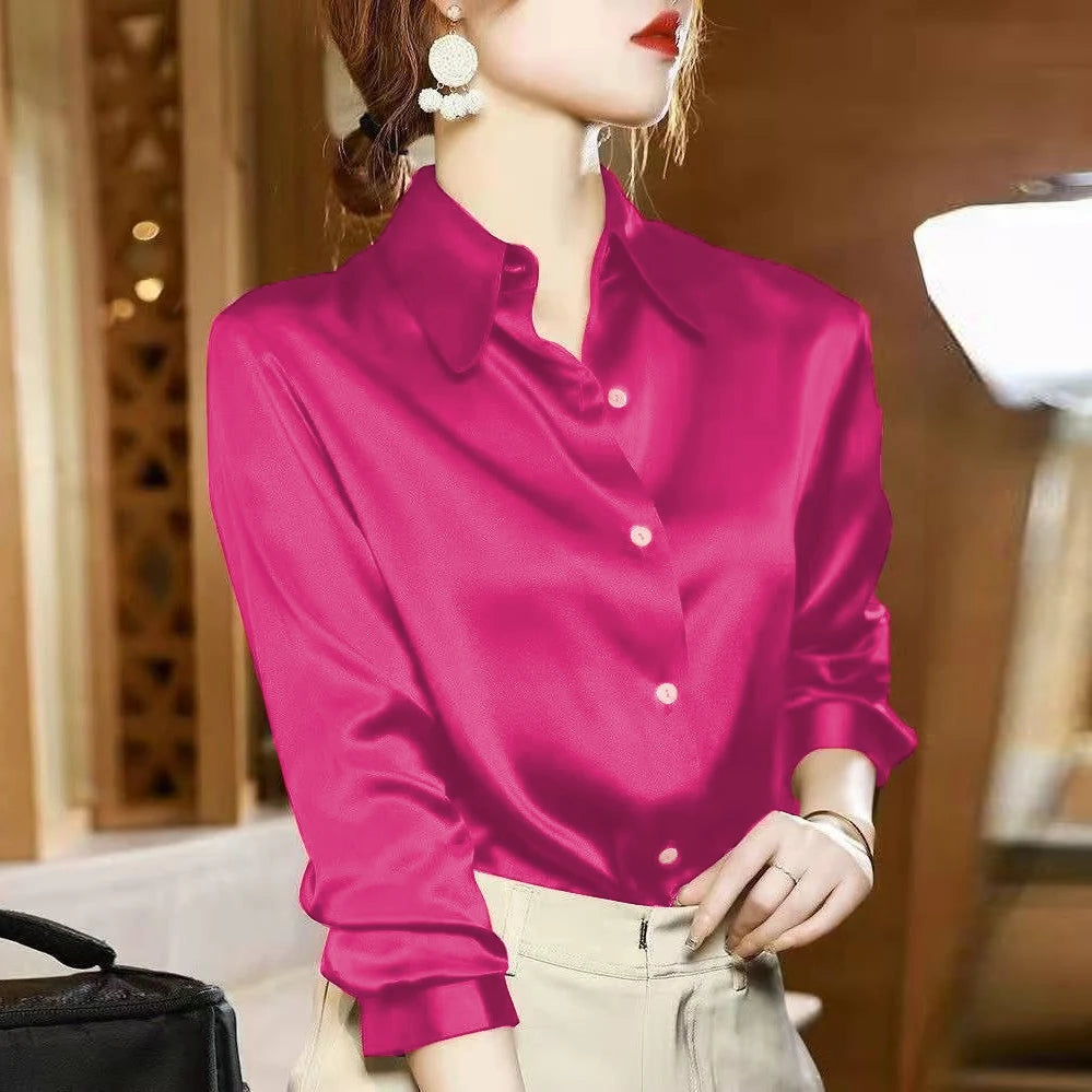 Elegant Satin Long Sleeve Blouse