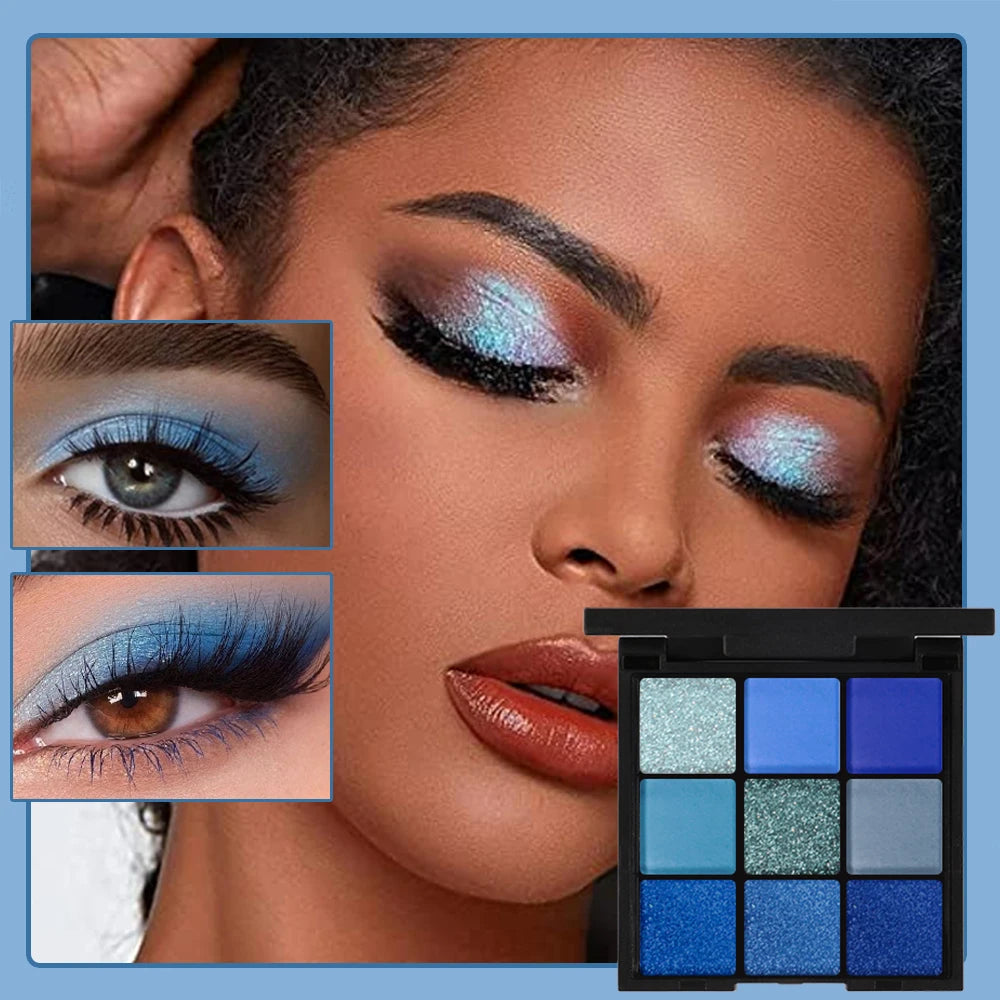 9-Color Blue Eyeshadow Palette