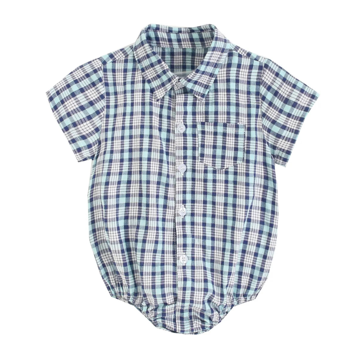 Summer Baby Boy Plaid Bodysuit
