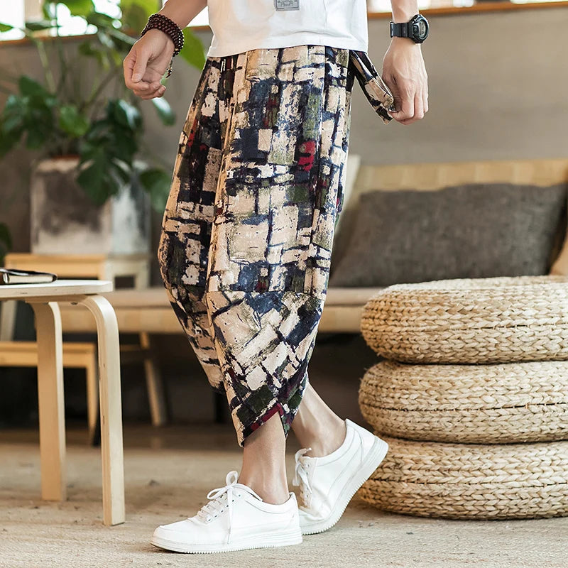 Harajuku Cotton Linen Wide Leg Baggy Pants