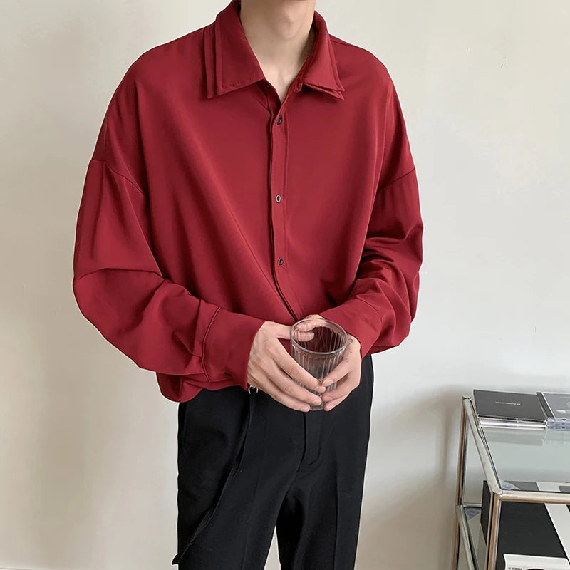 Men's Double Collar Ice Silk Shirt