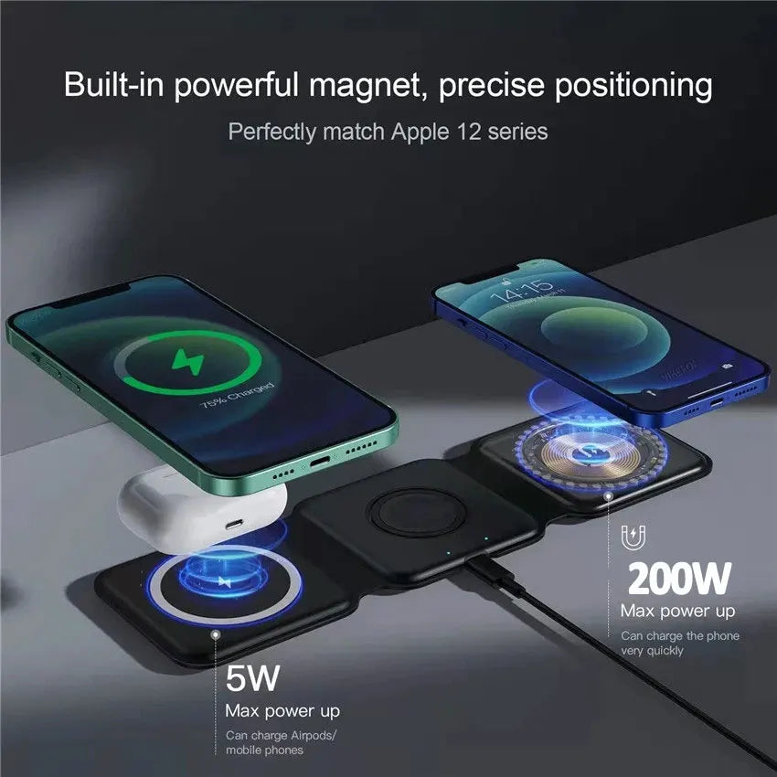 100W 3-in-1 Magnetic Portable Wireless Charger