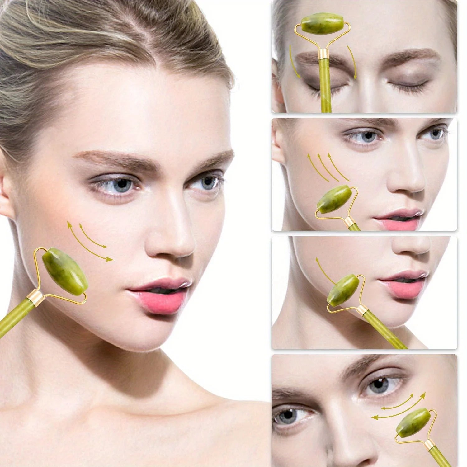 Natural Jade Facial Gua Sha and Roller Tool