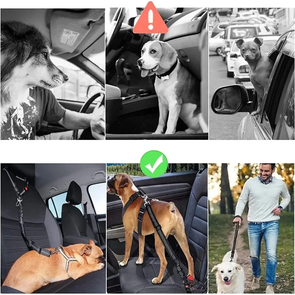 2-in-1 Adjustable Dog Car Seatbelt