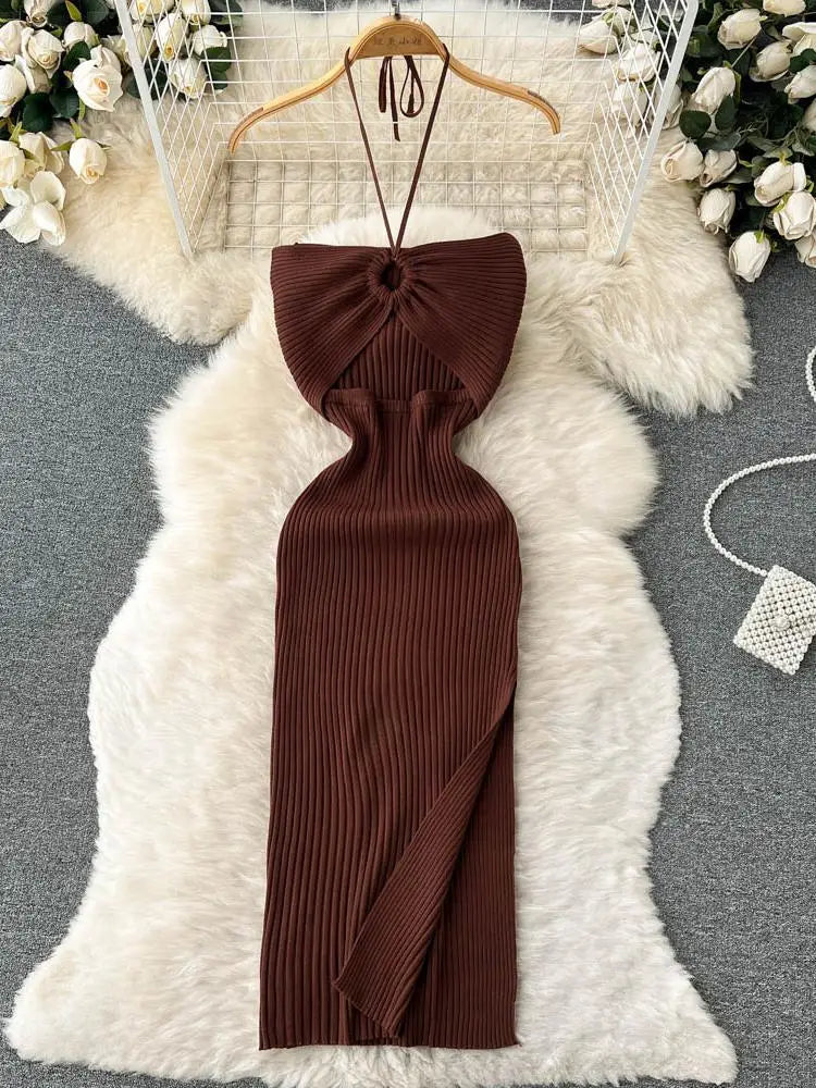 Sexy Knit Split Bodycon Dress