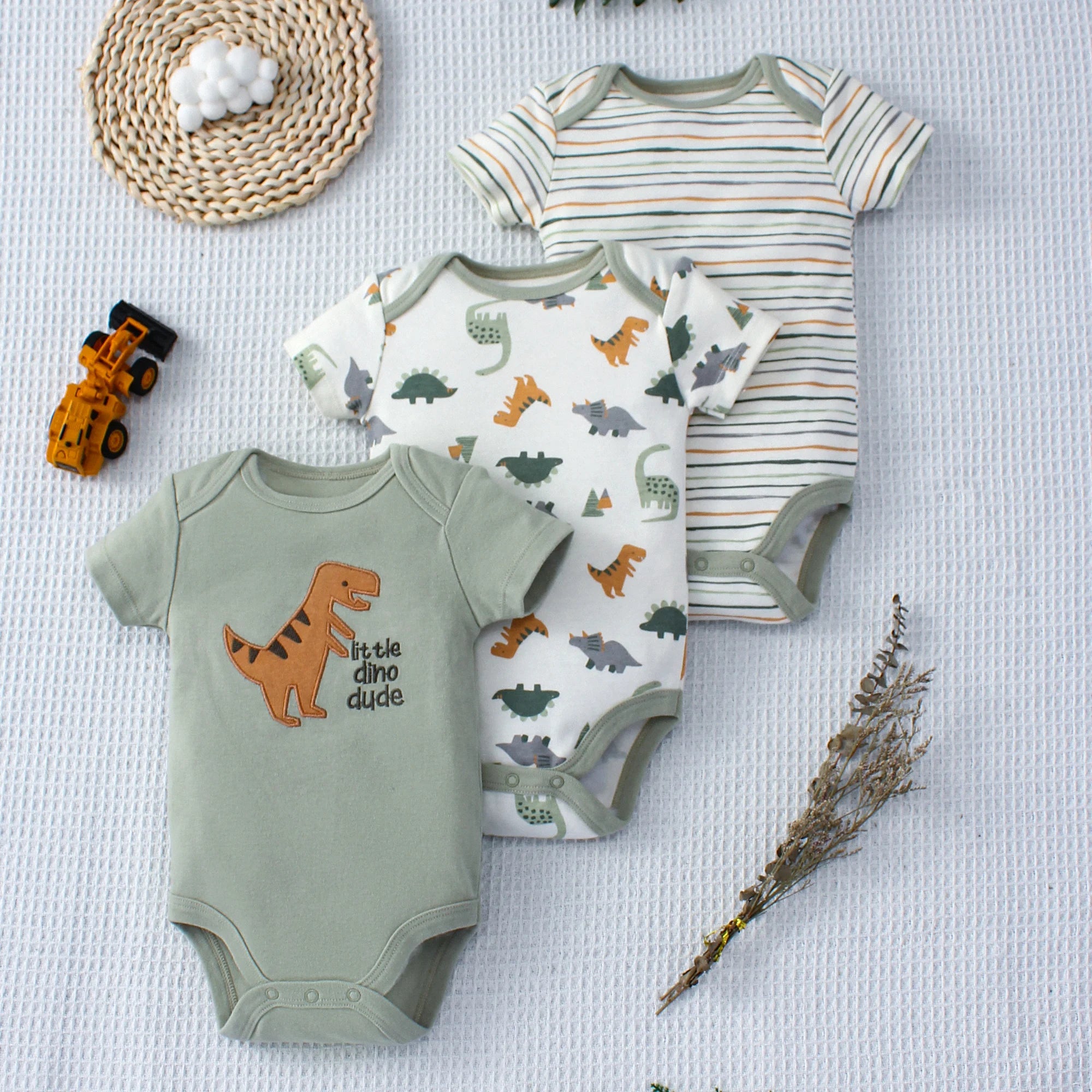 3PCS Summer Baby Bodysuit Set