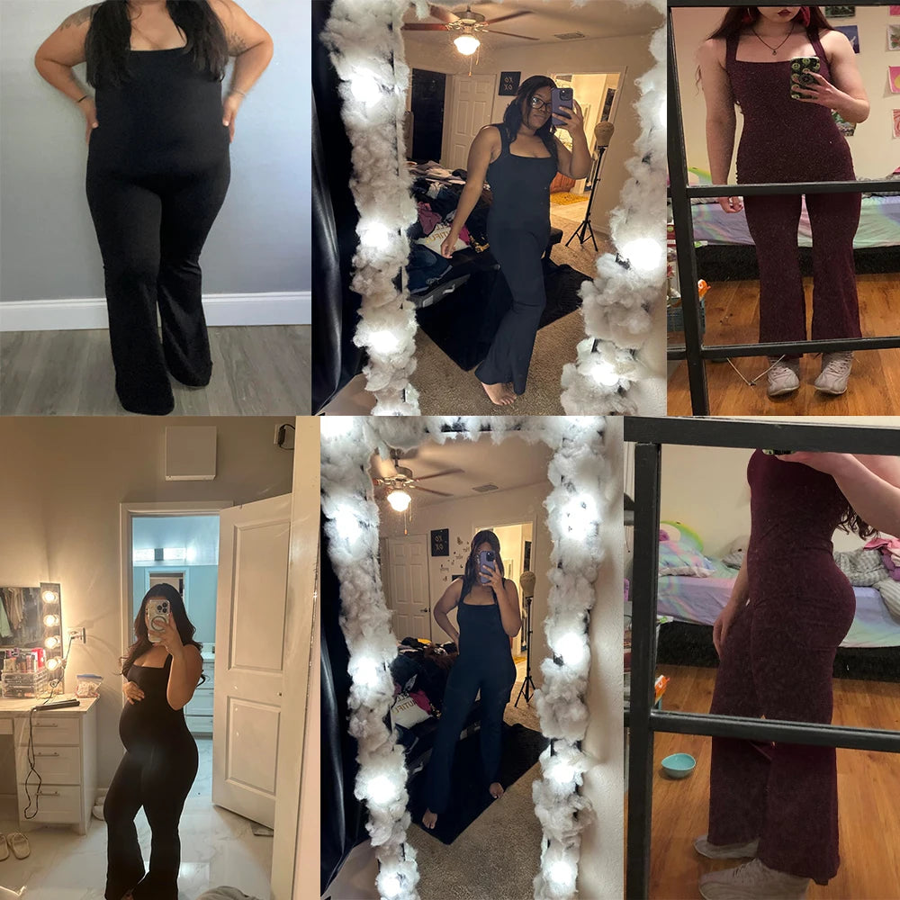 Sleeveless Square Neck Bodysuit Jumpsuit