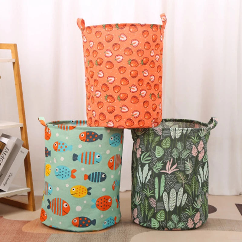 Foldable Cotton Linen Laundry Basket