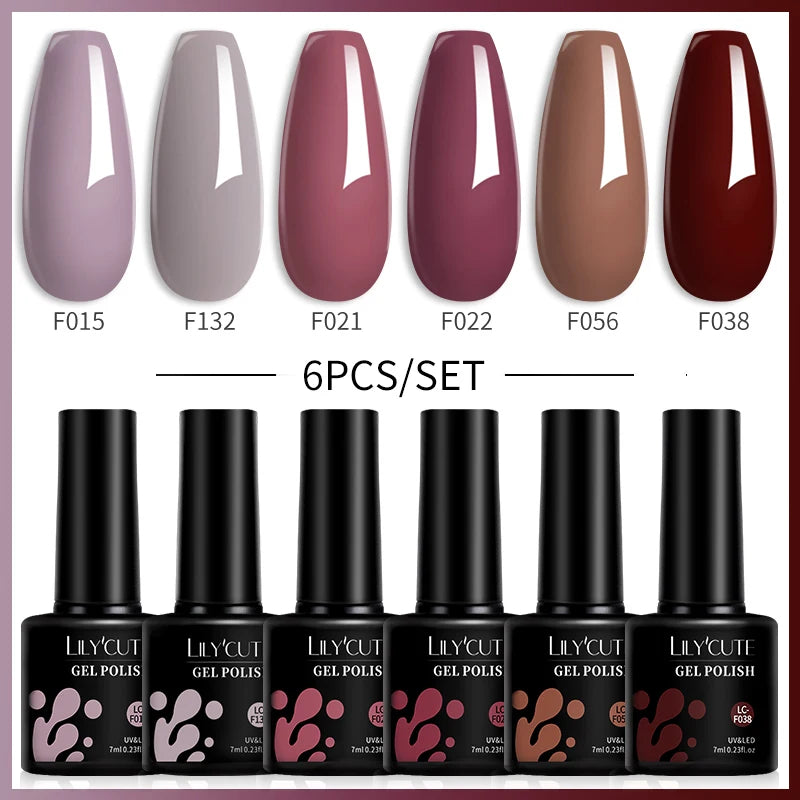Winter Coffee Brown Gel Nail Polish Set