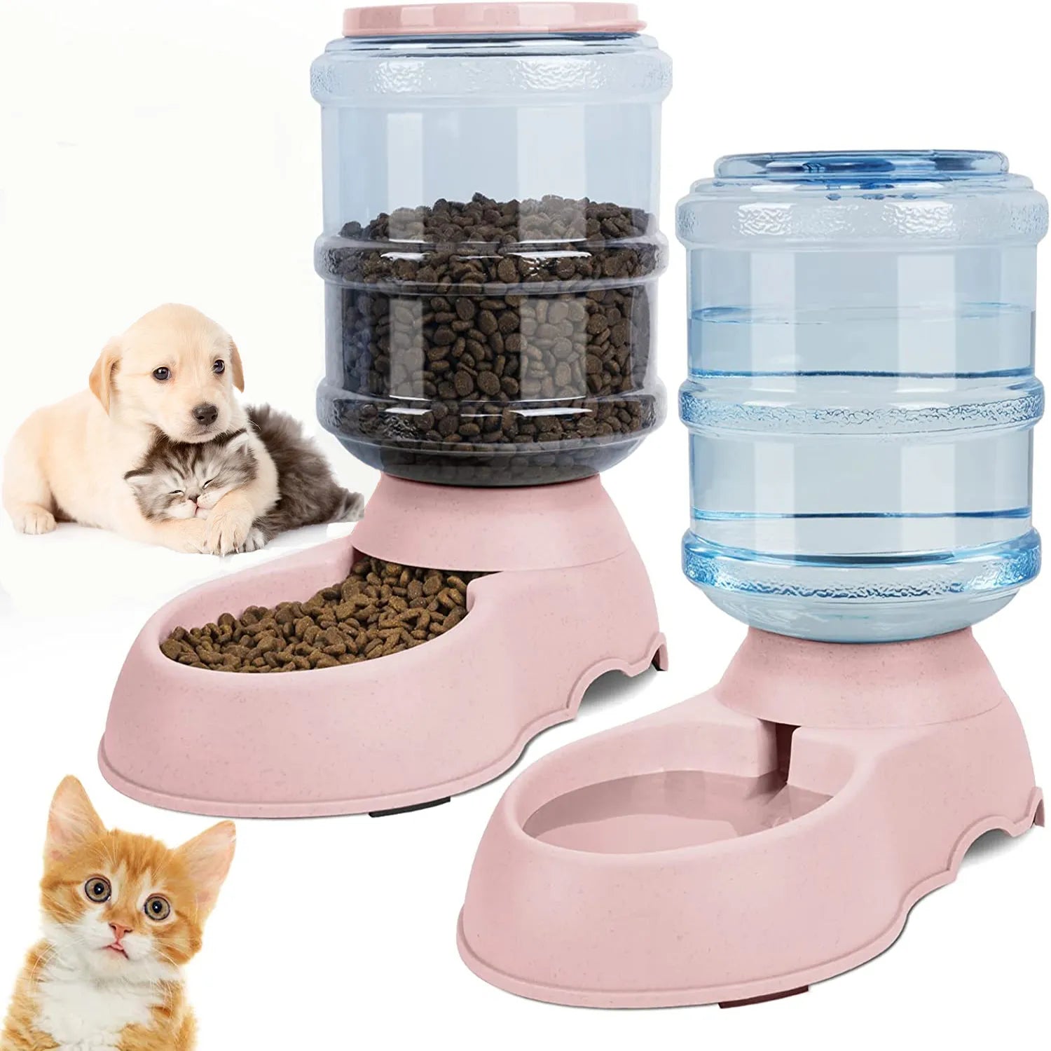 Large Capacity Automatic Pet Feeder with Water Dispenser Bowl