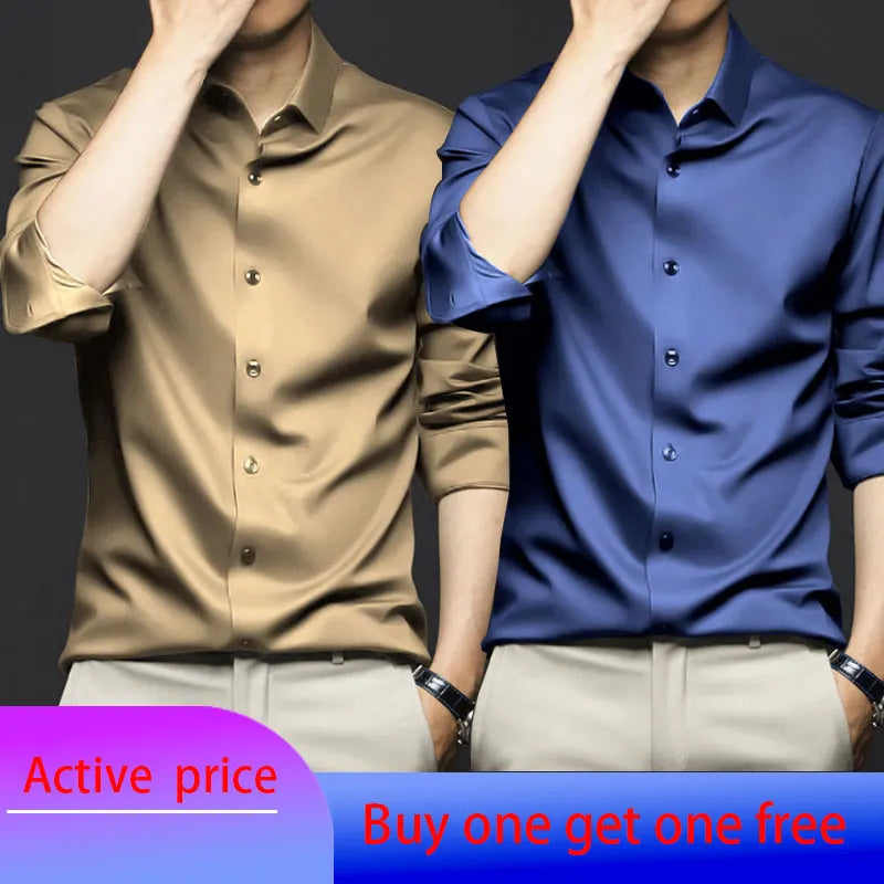 Wrinkle-Proof Business Casual Long-Sleeved Shirt