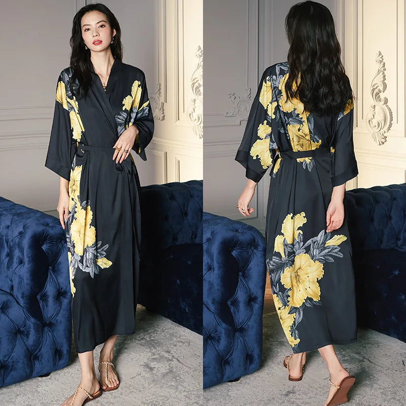 Elegant Oversized Satin Kimono Robe