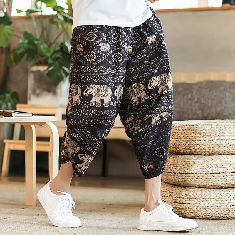 Harajuku Cotton Linen Wide Leg Baggy Pants