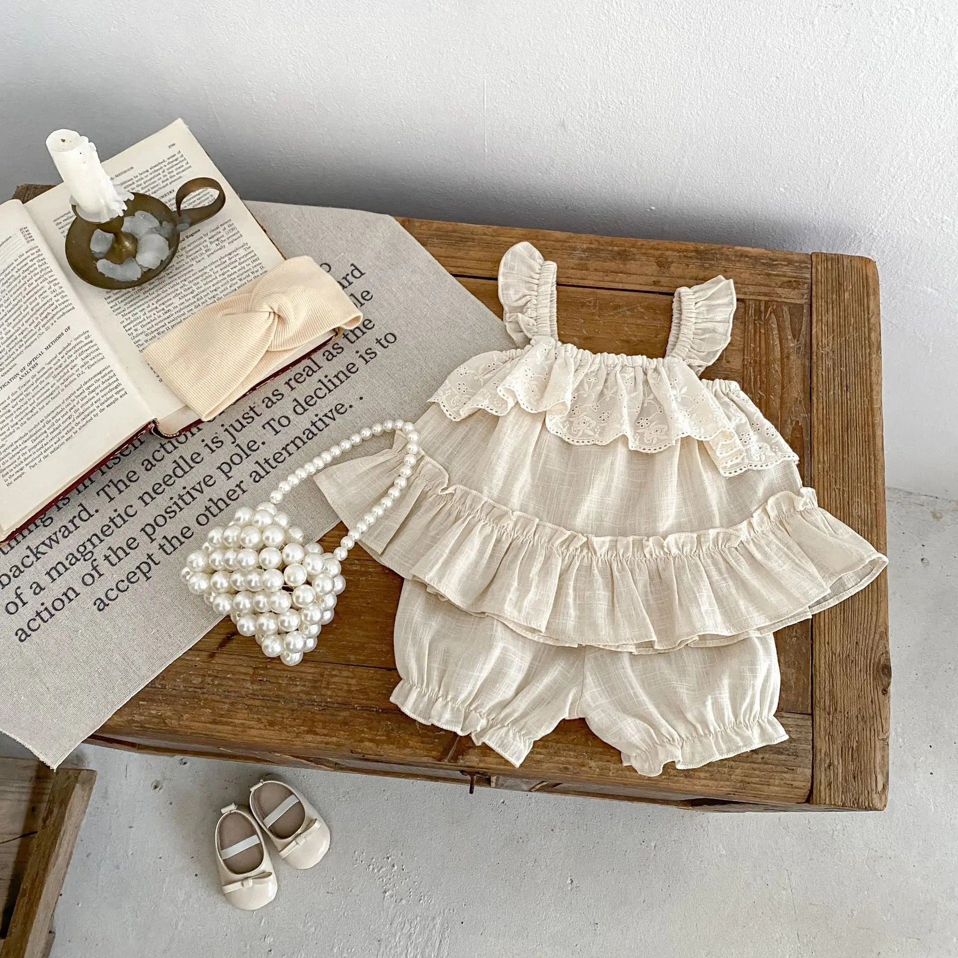 Sweet Ruffle Sleeve Baby Girls Summer Clothing Set by MILANCEL