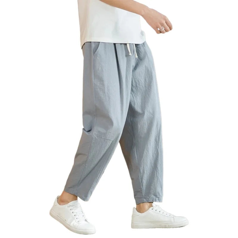 Cotton Linen Loose Drawstring Pants