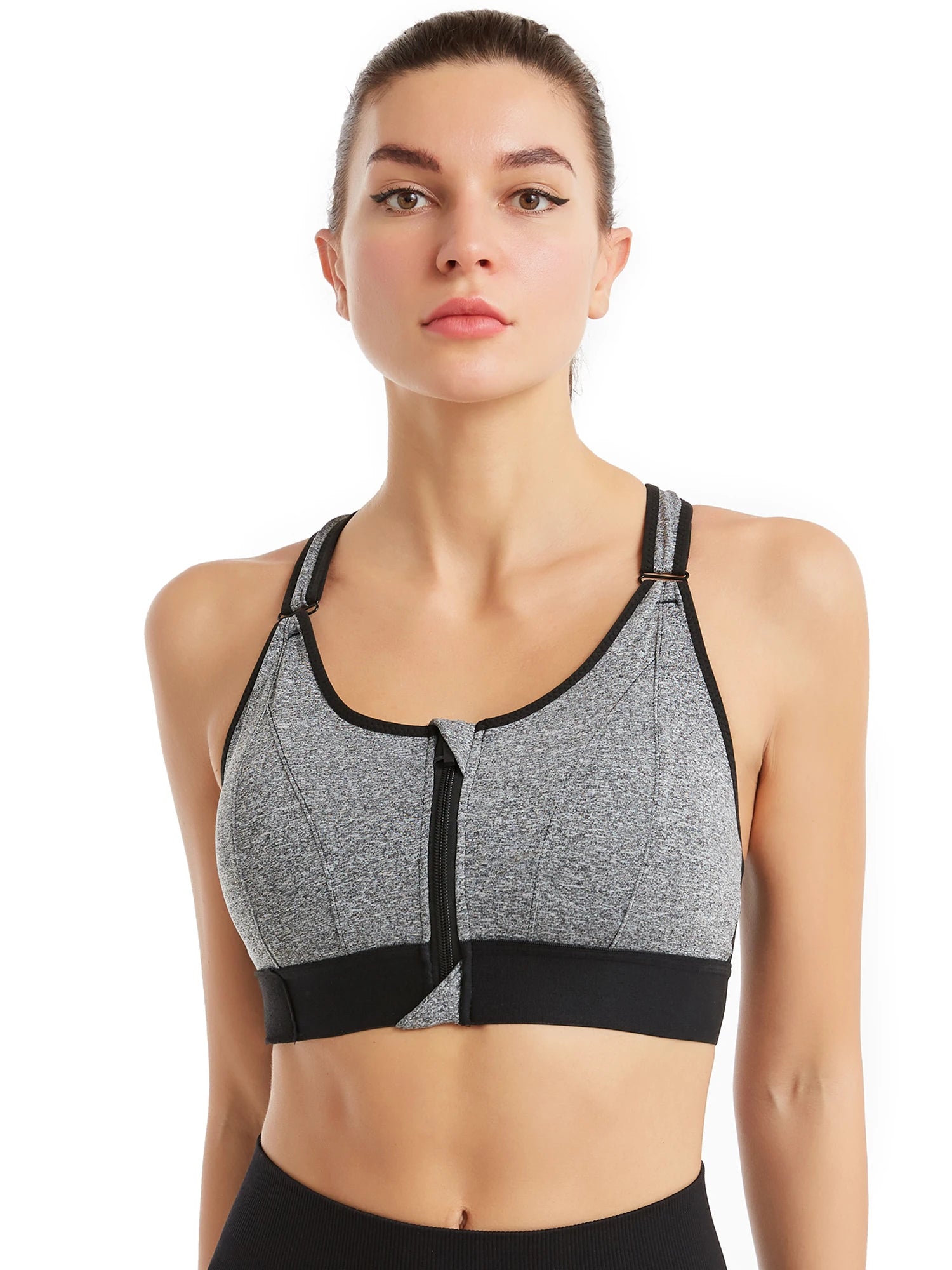 Plus Size Front Zipper Sports Bra