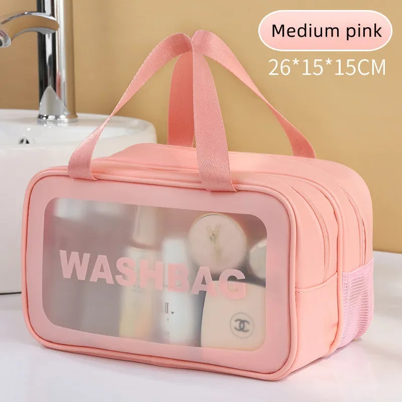 Double-Layer Transparent PU Makeup Bag