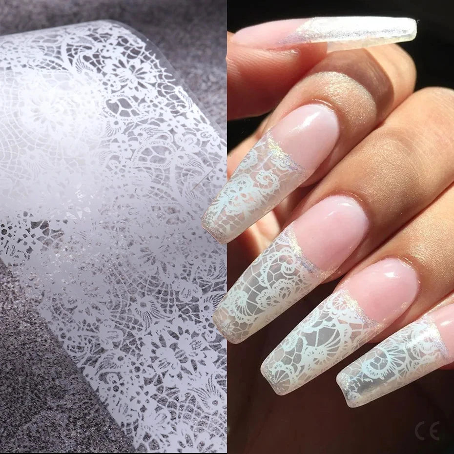 Black White Lace Nail Art Foil Set