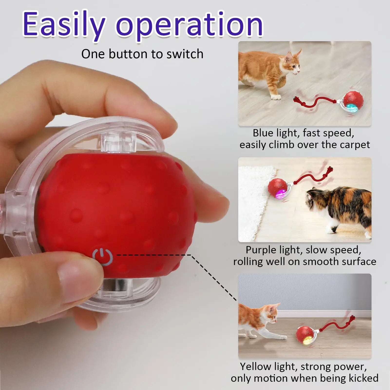 Interactive Rolling Ball: Motion Sensor Toy for Playful Cats