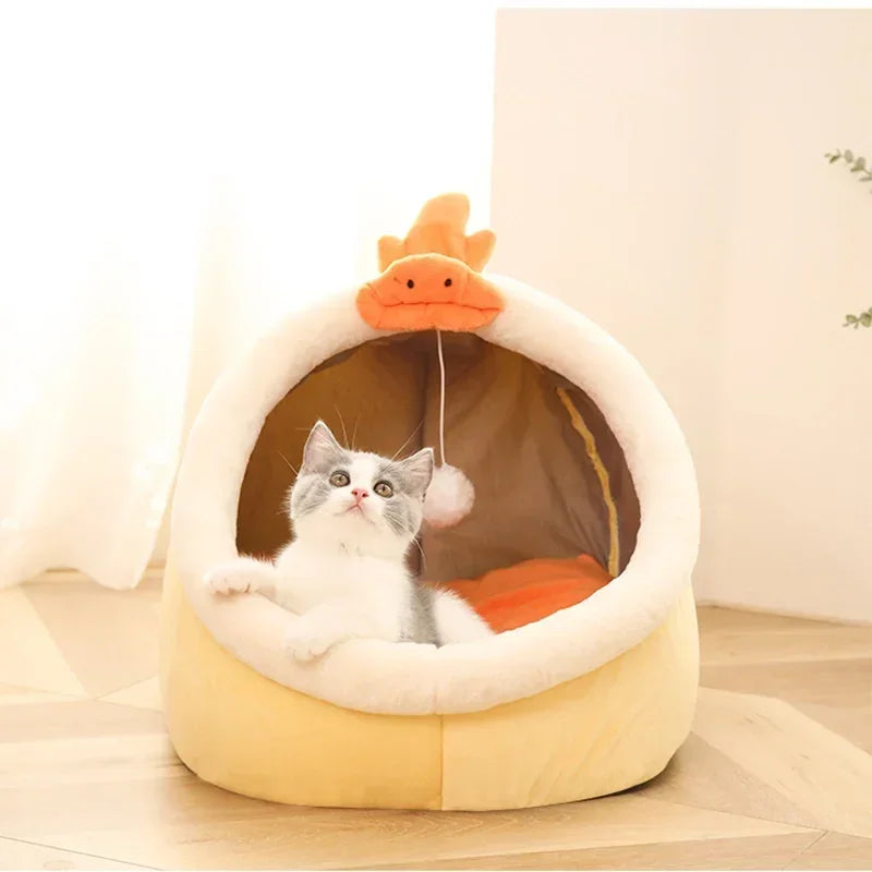 Soft Warm Cat Pad Basket Cozy Pet Lounger House Tent