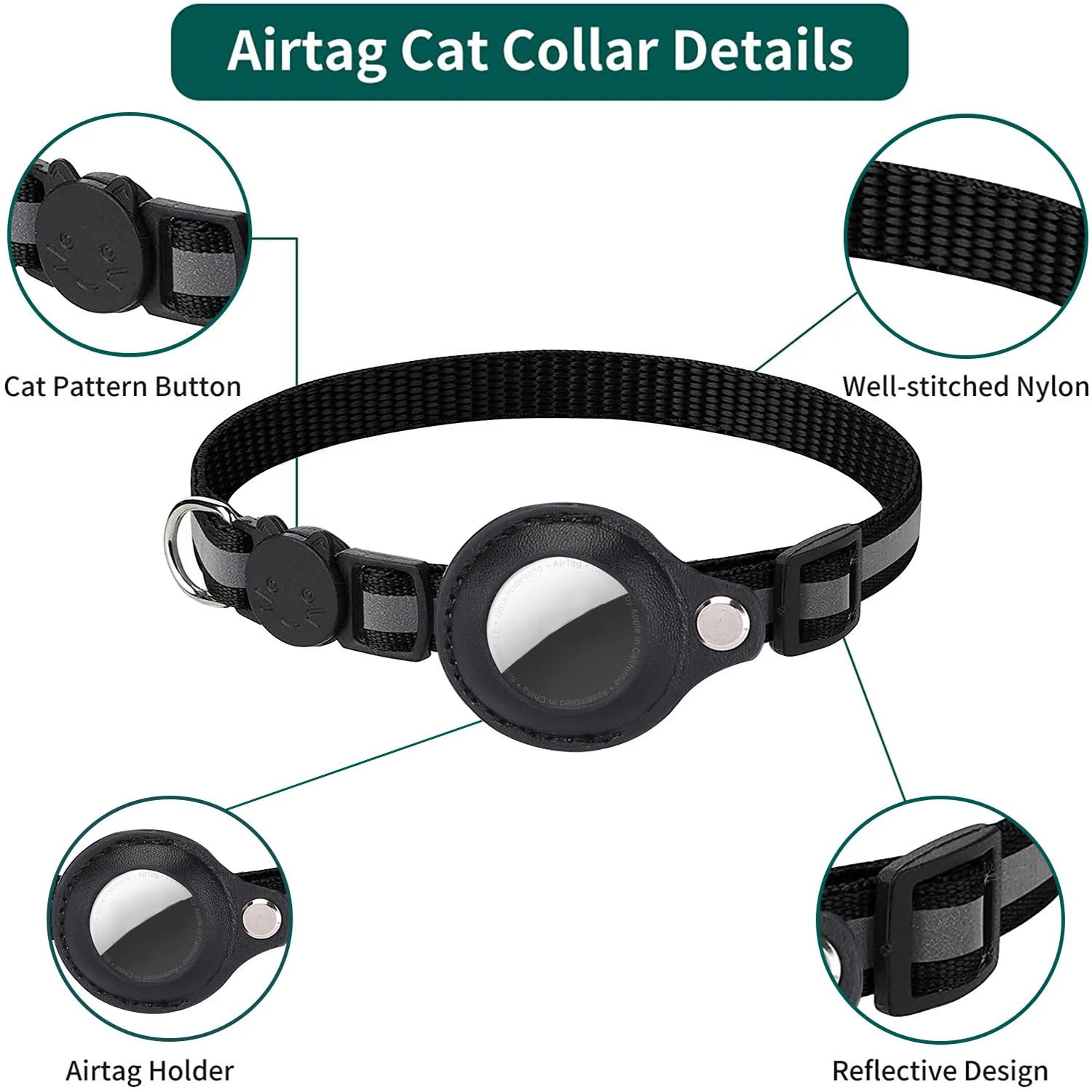 Adjustable Cat AirTag Collar