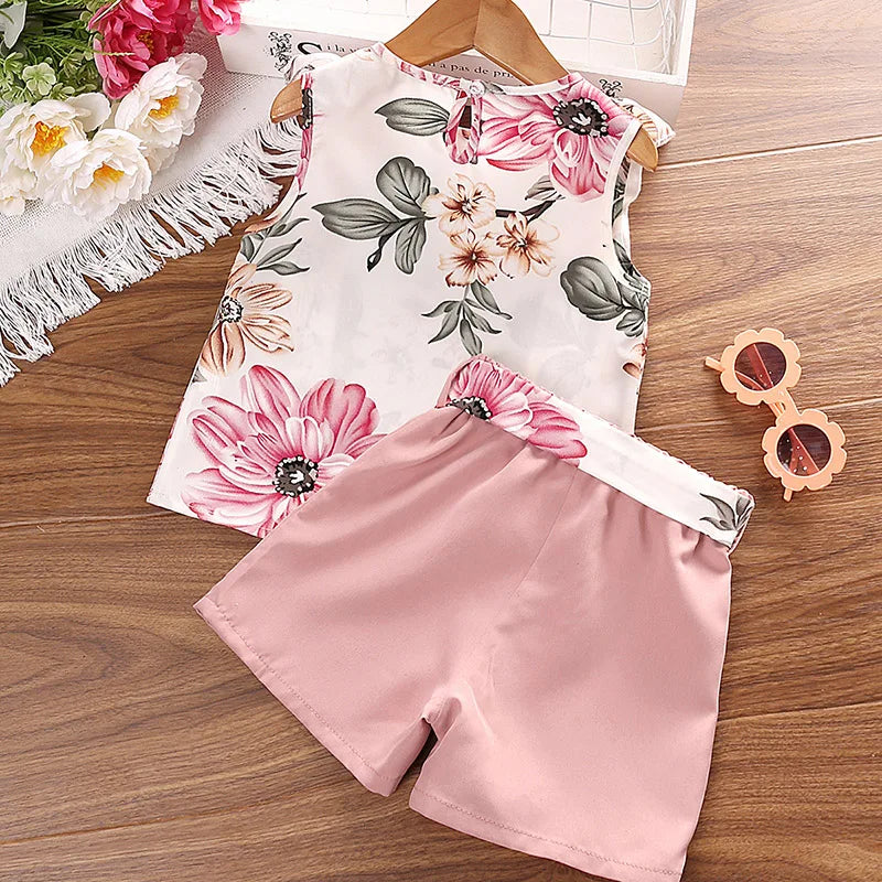 Summer Floral Baby Girl 2-Piece Clothing Set Sweet Style