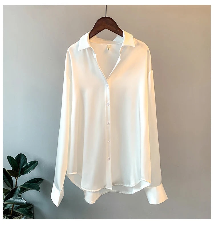 Elegant Satin Long Sleeve Blouse