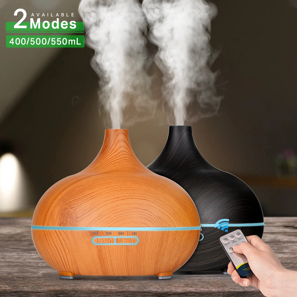 Wood Grain Remote Control Essential Oil Diffuser Air Humidifier